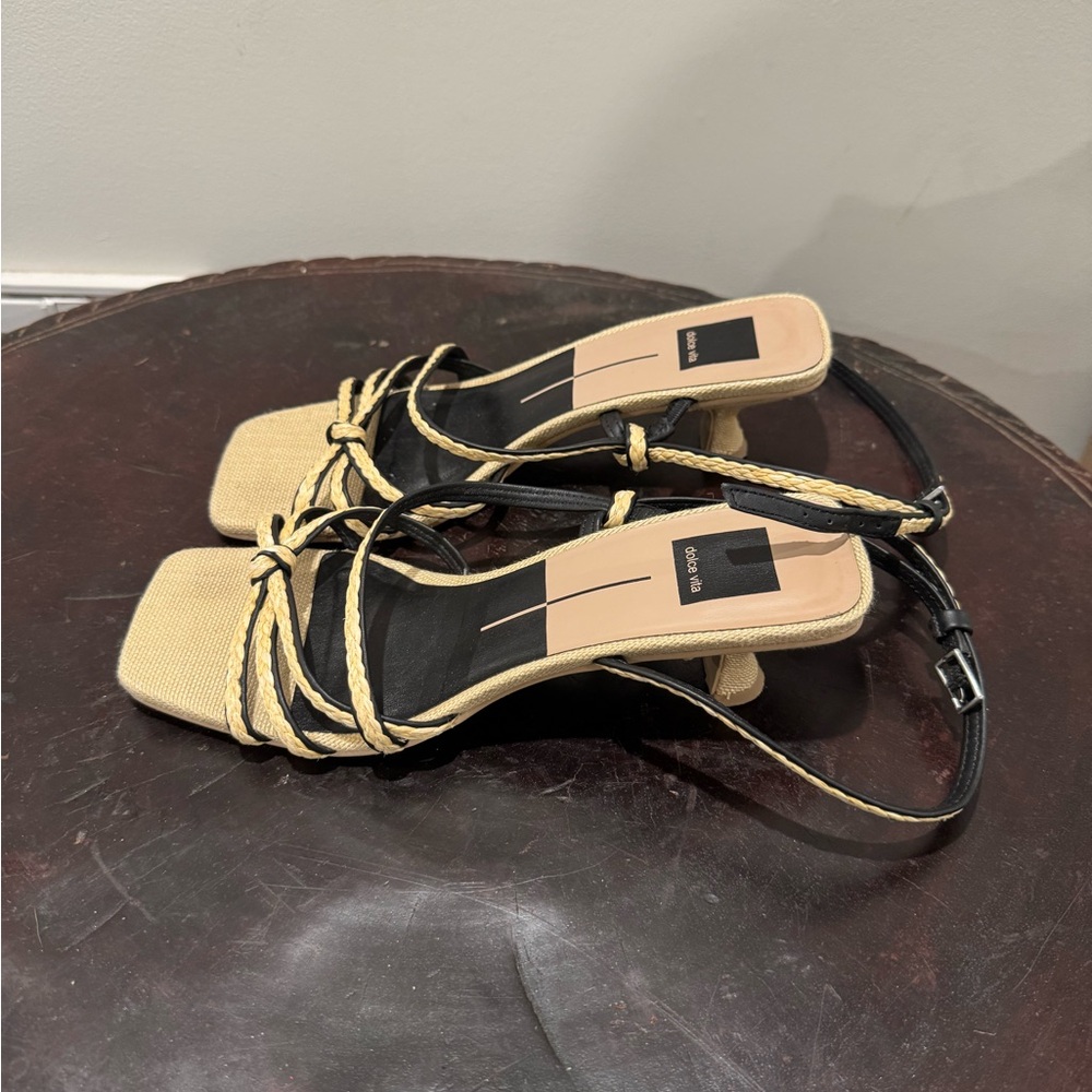Dolce Vita Beige and Black Strappy Heels size 9.5